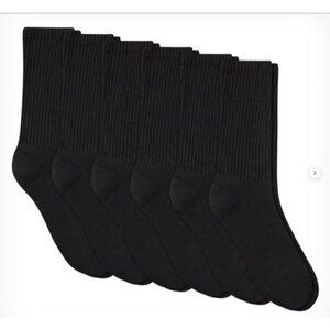 12 Pairs of Socks Super Value Sports Crew Black or White Size 6-8 Hanes NWT